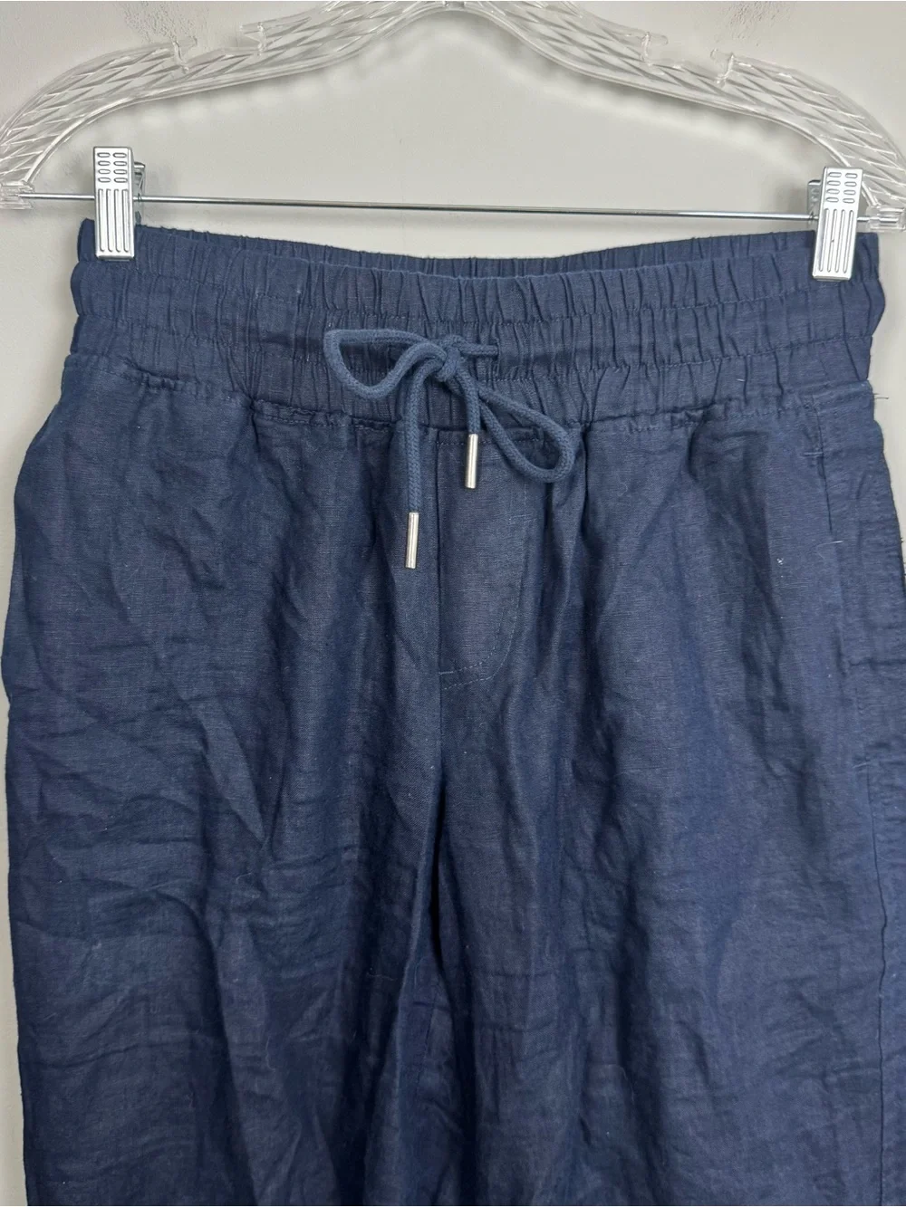 QUINCE | Navy Blue Elastic-Waist Linen Drawstring Pants Women’s Size Small